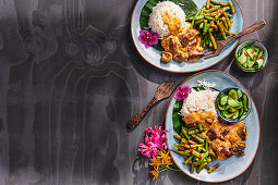 Quick rendang with beef strips and green beans