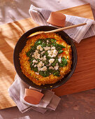 Rice omelette with spinach and feta