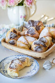 Croissants with chocolate icing