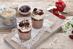 Black forest cherry overnight oats