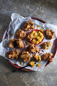 Indian pakoras with mango chutney