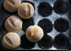 Freshly baked wheat rolls