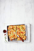 Flatbread casserole with vegetables and cheese