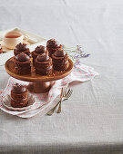 Mini chocolate tarts with chocolate cream