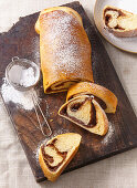 Nut strudel made from yeast dough