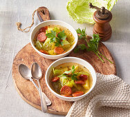 Cabbage soup with chorizo and potatoes