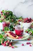 Raspberry jam with chia and rosemary