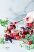 Strawberry jam with basil