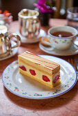 Fraisier cake slice