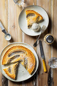 Banana and coconut tart with eggs and coconut milk