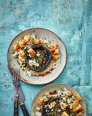 Grilled portobello mushrooms with baba ganoush