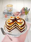 Fruity Easter cake with mango and apricot eggs