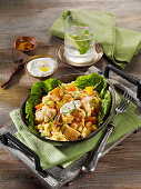 Cauliflower and coucous pan with chicken and dried apricots