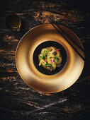 Prawn ceviche with cucumber and red onion