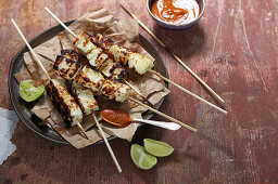 Grilled halloumi skewers