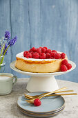 Italian ricotta cheesecake with raspberries