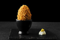 Scotch Egg mit Senf-Mayonnaise-Dip