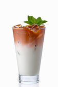 Iced coffee with cream and mint