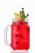 Cranberry lemonade with thyme and lemon