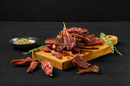 Dried lamb jerky with chilli and thyme