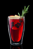 Hot redcurrant mulled wine with rosemary