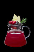 Hot apple and cranberry punch with rosemary