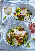 Basil pasta with chicken and vegetables