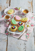Easter sandwich biscuits with sugar icing