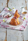 Easter bunny made from sponge cake