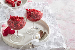 Raspberry and vodka granita