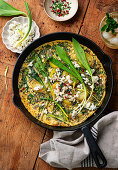 Wild garlic frittata with sheep's cheese