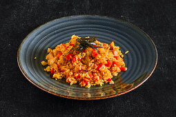 Curry risotto with chicken and peppers