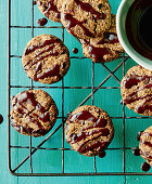 Hazelnut fig biscuits with cocoa icing