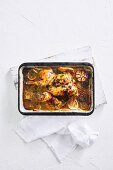 Lemon roast chicken from the oven