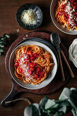 Spaghetti mit Ofentomaten und Parmesan