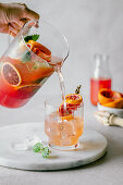 Blood orange lemonade with mint