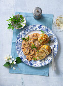 Bread dumplings with mushroom sauce