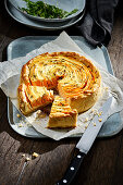 Sweet potato quiche with thyme and rocket salad