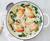 Creamy Florentine chicken with spinach and pasta