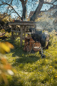 Smoking barbecue in the garden