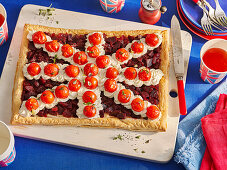 Vegetarian tart in Union Jack design