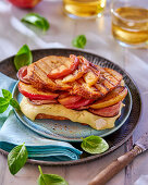 Muscat camembert sandwich with andouille and apples