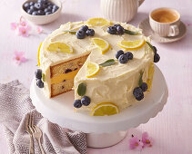 Lemon cake with blueberries