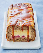 Hot Cross Caramilk cheesecake bread with caramel sauce