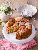 Rhubarb bread pudding cake