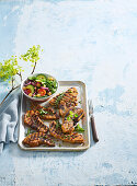 Grilled pork belly with vegetable salad