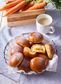 Sweet yeast rolls with carrot filling