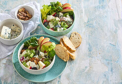 Waldorf salad with blue cheese and walnuts