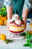 Lemon raspberry trifle