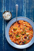 Carrot salad with almonds and sultanas